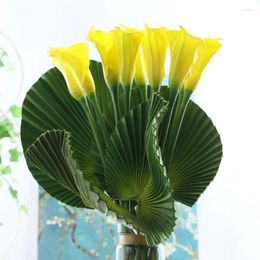 Decorative Flowers Artificial Pu Palm Tree Leaves Plants Fake Green Leaf For Home Wedding Table Floral Decoration