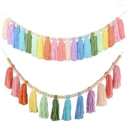 Decorative Figurines Tassels Wood Beads Garlands Wall Hangings For Home Dorm Kid Room Tent Ornament Po Prop DXAF