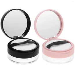 Storage Bottles 2pcs Loose Powder Containers Portable Makeup Boxes With Puffs