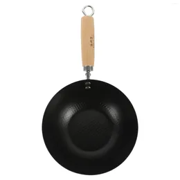 Pans Flat Bottom Wok Pan Chinese Large For Kitchen Cooking Pot Traditional Ceramics Frying Household