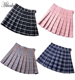 Women Pleat Skirt Harajuku Preppy Style Plaid Skirts Mini Cute School Uniforms Ladies Jupe Kawaii Skirt RF 14714715472