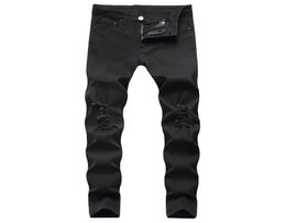 GODLIKEU Mens Ripped Jeans Destroy Distressed Stretch Black Elasitc Skinny Denim Pants5007217