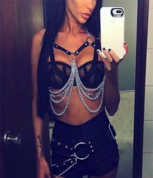Women Bondage Body Harness Tank Tops Sexy Cupless Metal Chain Backless Leather Crop Top for Night Club Party Wear3398424