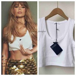 Womens Tops Crop Top Summer Short White Black T Shirts Slim Navel Exposed outfit Elastic Sports Metal Badge Tanks
