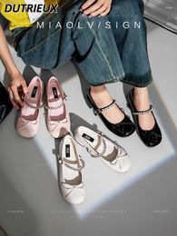 Casual Shoes French Style Mary Jane Female 2024 Spring Summer Shallow Round Toe Single-Layer Sweet Cute Elegant Women's Flat