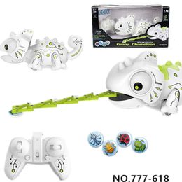 RC Cabrite Intelligent Robot Animal Remot Control Chameleon Walk Eat Electronic Lizard Pets Electric Toys Kids Birthday Gift 240506