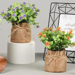 Decorative Flowers Artificial Eye-catching Rope Bag Mini Fake Charming Potted Plants Decorations