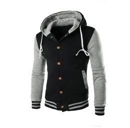 New Hooded Baseball Jacket Men 2016 Slim Hoodie Warm Mens Slim Fit Varsity Jacket Stylish College Jacekt Veste Homme2545962