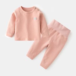 Autumn Winter Thermal Underwear Suit Baby Clothing Sets Boys Girls Pyjama Sets Baby Warm Sleepwear Candy Colours Kids Clothes 240518