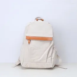 Backpack M549 Arrive Men Women Suitable Canvas With Cowhide Women's Daily Rucksack Outdoor Travel Schoolbag