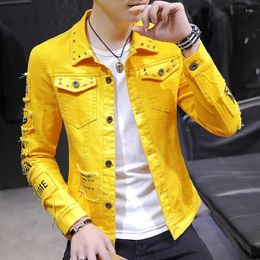 Men's Jackets TPJB Spring Broken Loose Casual Denim Jacket Black Coat Korean Fashion Men' Suit Streetwear