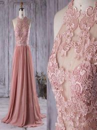 elegant halter evening dress aline chiffon lace applique floor length in stock bridesmaid dress formal prom dress for women5457286