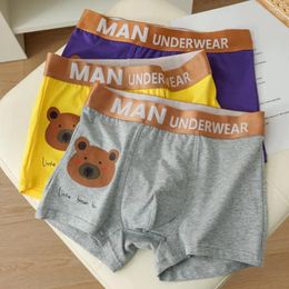 Underpants Men Cartoon Bear Pattern Underwear Soft Breathable Men's Boxers With Print Moisture-wicking For Comfort