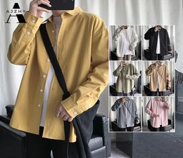 2020 Autumn Men Shirts Long Sleeve Streetwear Shirt Men Solid Colors Cotton Plus Size Casual Korean Fashion Clothing for Mens4901355