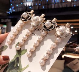 Hair Clips & Barrettes Korean Camellia Rhinestone bill Pearl Flower Bangs Clip Hairpin For Women Girl Fashion Headband Accessories12690192