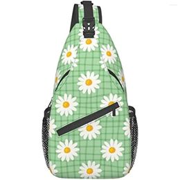 Backpack Chequer Daisy Crossbody Sling Bag Travel Hiking Chest Daypack For Men Women Adult Outdoor Running