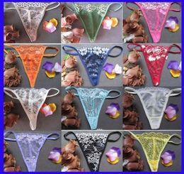 Seksi dantel iç çamaşırı g String thongs külot t sırt iç çamaşırı kadın bayan çok renkli çiçek peen bikini külot ucuz 19023017844