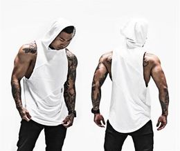 Muscleguys Solid Sleeveless Shirt with hoody Patchwork Gym Clothing Fitness Men Bodybuilding Stringer Tank Tops Hoodies Singlets 28187955