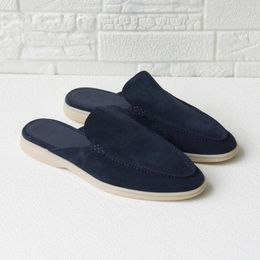 Casual Shoes DONNAIN Minimal Slip-on Mules Women Men Luxury Cow Suede Leather Handmade Stitching Moccasins Cosy Top Quality Flat