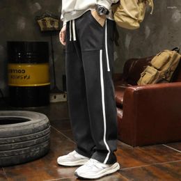 Men's Pants American Retro Striped Knit Casual Sports Sweatpants Men Spring And Autumn Loose Straight Tube Brand Long