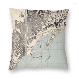 Pillow Nordic Retro Map Of Malaga Spain Throw Case Decoration Custom Europe Cover 40x40 Pillowcover For Living Room