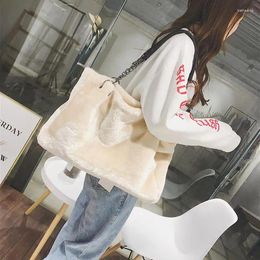 Shoulder Bags Fashion Large Capacity Tote Women Designer Plush Handbags Luxury Faux Fur Messenger Bag Lady Big Purse 2024 Winter