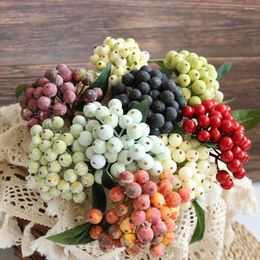 Party Decoration 1Pc Berry Artificial Fruit Blueberry Fake Flowers Red Flower Bouquet For Home Decor Wedding Diy Craft