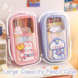 Kawaii Transparent Plastic Pencil Case Box Cute Cartoon Pattern Pen Bag Waterproof Korean Stationery School Supplies For Student