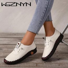 Casual Shoes 2024 Sneaker Spring Women Platform Loafers Lace Up Leather Flats Slip-On Mom Shoe Mujer Zapatos Chaussure Femme