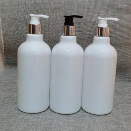 Storage Bottles 500ml White Cosmetic PET Bottle With Silver Aluminium Cream Lotion Pump For Packing Liquid Soap Dispenser Empty Plastic