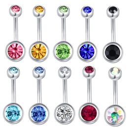 10pcs Double Crystal Belly Button Ring Navel Bar Piercing Surgical Steel Belly Ring Ombligo Stud for Women Sexy Body Jewelry