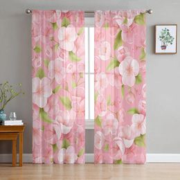 Curtain Pink Peach Blossom Flower Sheer Curtains For Living Room Decoration Window Kitchen Tulle Voile Organza