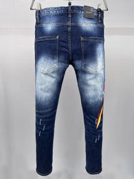 2024 New Men Jeans Hole Light Blue Dark Grey Italy Brand Man Long Pants Trousers Streetwear denim Skinny Slim Straight Biker Jean for D Top quality 28-38 Size DS D 99160