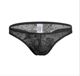 New fine Mens Sexy Lace Underwear Floral Lace Pouch Bikini Mens bikini panties briefs Cthru stretchy Lace 5piecelot9140446