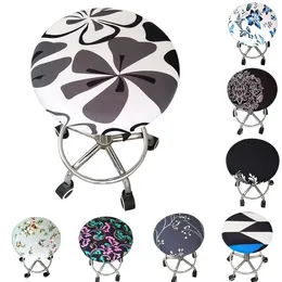 Chair Covers LIUXDIV Round Cover Bar Stool Elastic Seat Home Slipcover Floral Printed Household Goods