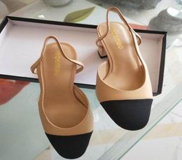 s Summer Female Office Lady Sandals Women Fashion Kitten Heels Women Black Beige Colors Genuine leather Back Strap Pumps Dress6311350