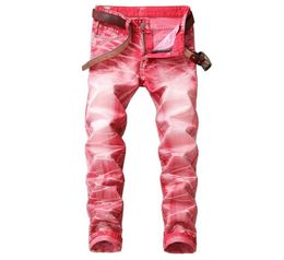 Fashion Mens Slim Fit Straight Leg Stretch Jeans Designer Washed Scratched Hip Hop 3D Printed Denim Pants Streetwear Trousers JB806076399