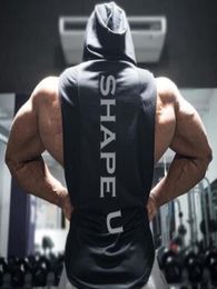 New Gyms Clothing Fitness Men Tank Top with hooded Mens Bodybuilding Stringers Tank Tops workout Singlet Sleeveless Shirts7764161