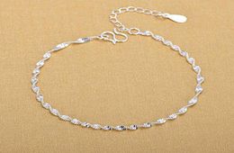 925 Sterling Silver Fashion Simple Elegant ed Chain Bracelets Jewellery For Woman Wave Anklet Gifts 2105078070674
