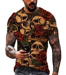 Fashion Funny Skulls 3d Print Mens Tshirts Summer Round Neck Short Sleeve Oversized T Shirts Men Clothing Loose Tops Tees8808313