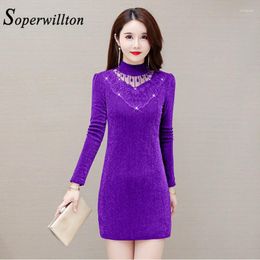 Casual Dresses 2024 Vestidos Fashion Hollow Elegant Autumn Winter Slim O-Neck Solid Lace Chic Long Sleeve Female Robe Women's Mini Lady