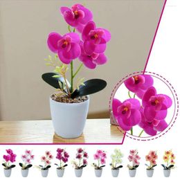 Decorative Flowers Artificial Simulated Phalaenopsis Orchid Bonsai Outdoor Decor Wedding Potted Indoor Plastic Party Home Office Vase M8O3