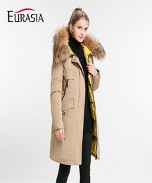 Eurasia New Full Solid Women039s Midlong Winter Jacket Stand Collar Hood Design Oversize Real fur Thick Coat Parka Y170027 2015213929