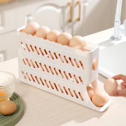 Kitchen Storage 4-Tier Egg Box Refrigerator Automatic Scrolling Rack Holder Eggs Organizer Containers