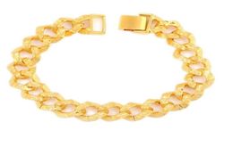 10mm Wide Carved Curb Bracelet Yellow Gold Filled Statement Chain For Women Men Gift Link49635737912251