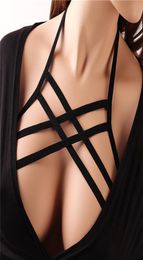 Womens Sexy Goth Body Harness Lingerie Bondage Bra Black Elastic Strappy Tops Cage Bustier Fetish Burlesque dance dress RaveWear4292975