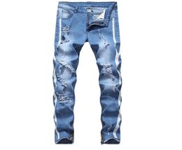 2019 Men039s Distressed Ripped Skinny Jeans Fashion Designer Jeans Slim printing Biker Causal Mens Denim Pants Hip Hop Men Jean4415421