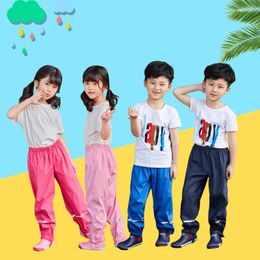 Trousers 2024 Baby Girl Summer Waterproof Solid Rain Pants High Waist Loose PU Adhesive Children Polyester Soft Sport Kids Pant