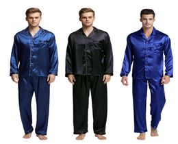 TonyCandice Men039s Stain Silk Pajama Set Men Pajamas Silk Sleepwear Men Sexy Modern Style Soft Cozy Satin Nightgown Summer2452216