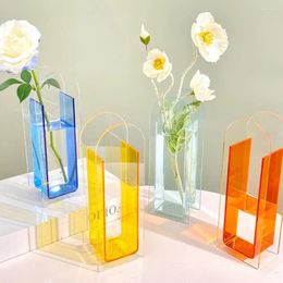 Vases Clear Acrylic Flower Vase Modern Home Office Dining Table Centrepiece Decoration Hydroponic Floral Holder Transparent Container
